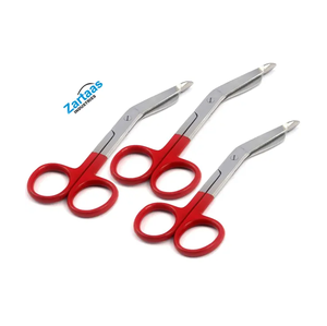 กรรไกรตัดผ้าพันแผลลิสเตอร์3ชิ้นทำจากสเตนเลสสตีลสำหรับพยาบาลชุดจับเคลือบสีแดงขนาด5.5นิ้วจำนวนมาก - Product Image 5