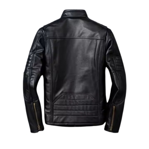 2025 OEM Service Chaqueta de cuero negro para hombre con cuello alto Chaqueta de producto de lona de manga completa para hombre - Product Image 6
