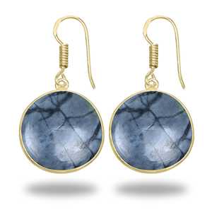 Boucles d'oreilles en jaspe Picasso naturel de qualité supérieure, paire de cabochons, lisses, polies à la main, bijoux de naissance, plaqué or 18 carats, en laiton - Product Image 4