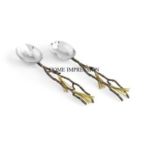 Luxury Gold Zinc Alloy Wedding <b>Pastry</b> Cake Server and Knife <b>Cutter</b> Set With Marble Coaster Rectangle Shape Handles for Best Grip - Product Image 4