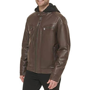 Chaqueta de cuero de diseño de moda Chaqueta de cuero de motocicleta para hombres - Product Image 2