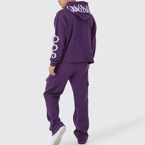 Chándales deportivos elegantes para hombre Cierre de cremallera y Jersey Cuello con capucha Top e inferior Chándal para hombre - Product Image 2
