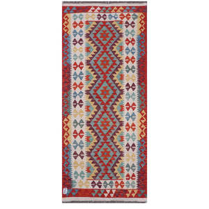 Alfombra Kilim de Maimana, Afganistán, 204 x 86 cm, Alfombras y Juegos de Alfombras Tradicionales Afganas - Product Image 1