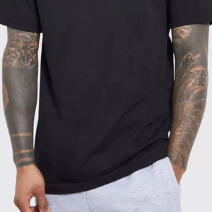 T-shirt noir personnalisé pour hommes coupe classique coton col rond manches courtes t-shirt uni pour l'impression décontracté tenue quotidienne Style Streetwear - Product Image 2