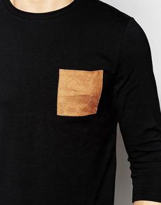 Comfortable Regular Fit Full Sleeve Crew Neck Contrast Chest <b>Pocket</b> t <b>Shirt</b> for <b>Men</b> Made <b>with</b> Soft Touch Jersey - Product Image 5