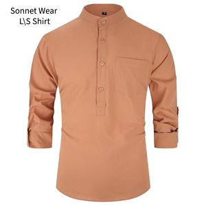 <b>Mens</b> Long Sleeve <b>Henley</b> Collar Shirt Casual Business Wear with Button Pocket Solid <b>Top</b> - Product Image 6