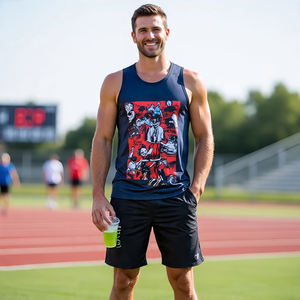 Camiseta sin mangas deportiva ligera de verano con estampado personalizado para hombre, Camiseta deportiva para correr para hombre, camiseta sin mangas personalizada - Product Image 4