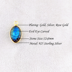 Breloques en pierre précieuse Marquise mauvais œil, pendentif en argent Sterling 925, Vermeil en or, pendentif en pierre précieuse sculpté pour bijoux - Product Image 1