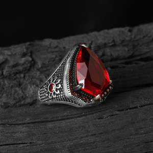 Anillo Azuris Turco de Plata de Ley 925 para Hombre, Estilo Otomano, Joyería de Moda con Piedra de Ágata Natural, Modelo VALKH1295 - Product Image 2