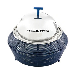 Olla de madera y metal de madreperla, diseño personalizado, cazuela de mesa, forma redonda, calentador de alimentos de Metal elegante - Product Image 6