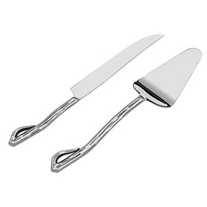 Juego de cuchillos y servidores para pasteles de acero inoxidable y latón con mango de bucle para bodas, fiestas, eventos elegantes - Product Image 6