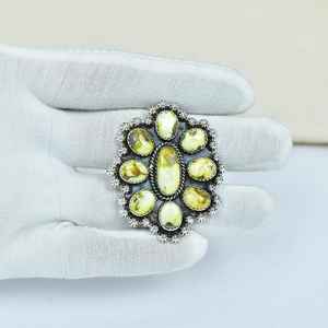 Palomino Turquoise in 925 Sterling Silver <b>Ring</b> Handmade Gemstone Long Cluster <b>Ring</b> Adjustable <b>Statement</b> <b>Ring</b> for Women - Product Image 3