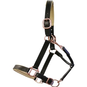 Rembourrage et couture crème faits à la main en cuir robuste licou de cheval matériel en or rose - Product Image 2