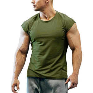 Débardeur d'été sans manches pour hommes, gilet musculaire solide, t-shirts à col en O, t-shirts avec logo personnalisé OEM - Product Image 4