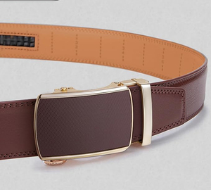 Cinturón de estilo formal para hombre de calidad superior al por mayor, de moda, de piel auténtica de vaca, trinquete deslizante, aleación cuadrada, Pakistán - Product Image 2