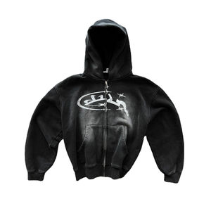 Unisex Vintage lavado ácido bordado personalizado impresión poliéster/algodón polar sudaderas con capucha al por mayor 420gsm secado rápido - Product Image 4