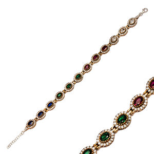 Mezclar CZ forma ovalada hecha a mano auténtica pulsera al por mayor encanto turco hecho a mano venta al por mayor 925 joyería de plata esterlina - Product Image 1