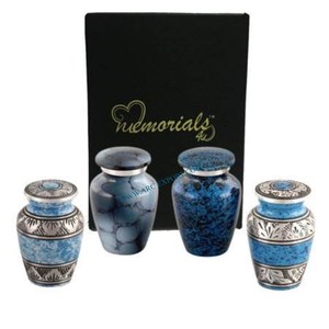 Urne et navire de crémation de cendres humaines en métal émaillé de couleur noire avec support couleur dorée conception de fantaisie de table adultes pots de cendres - Product Image 2