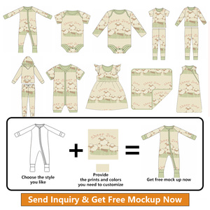 Pyjama de nuit pour bébé à manches longues en bambou doux, avec fermeture éclair bidirectionnelle et motif <span class=keywords><strong>mouton</strong></span> personnalisé, OEM ODM - Product Image 2
