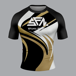 Haute qualité hommes MMA BJJ Rash Guard Shorts ensemble Compression formation porter Anti-UV respirant tissu à séchage rapide conçu - Product Image 2