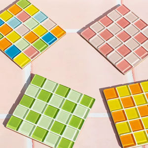 Sous-verre en mosaïque de verre de luxe, fabricant de vaisselle, sous-verre carré isolant, décoration de la maison, de la cuisine, du bureau, de la salle à manger, arts - Product Image 1