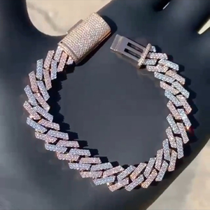 Iced Out Cuban Link Bracelet 15MM VVS Moissanite Diamond Hip Hop Round Cut Diamond Miami 925 Sterling Silver - Product Image 1