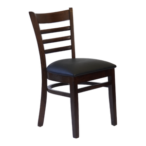 Sedia con schienale a scala in legno massello in pelle sintetica con sedile imbottito in stile industriale per sala da pranzo Bar e parco - Product Image 1