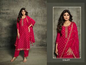 Jacquard de viscosa pura de estilo clásico con trabajo de secuencia de bordado con un hermoso traje menos elegante - Product Image 6