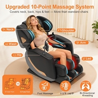 Fauteuil de massage complet avec points de gravité zéro, nœuds de massage, chaleur pour la taille et les jambes, compression par airbag, rouleaux de massage pour les pieds, programmes de massage automatiques