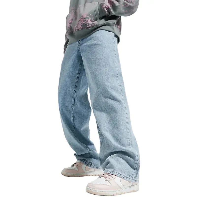 Erkekler için Premium kalite nefes Denim pantolon erkekler için dökümlü pantolon Baggy kot pantolon çok ucuz fiyatlandırma mevcuttur