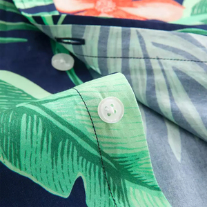 Camisa Aloha con estampado Vintage para hombre, informal, de manga corta, para vacaciones en la playa, cuello levantado, estilo veraniego antiarrugas - Product Image 4