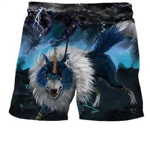 Pantalones Cortos Deportivos para Hombre, Sublimados con Diseño de Lobo, Color Negro, Corte Ajustado, Personalizables al 100%, Ideales para Fitness, Modelo 2026, Superventas - Product Image 6