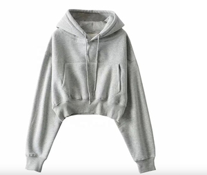 Vêtements pour femmes Impression de logo personnalisée Sweat-shirts à capuche à fermeture éclair à manches longues Sweat-shirts à capuche courts pour femmes - Product Image 1