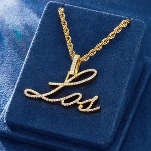 PJ Iced Rich Script nombre colgante collar Pave Hip Hop letras personalizadas rapero joyería plata esterlina Moissanite chapado en oro - Product Image 4