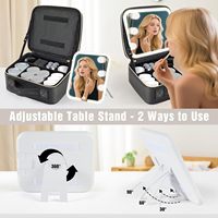 Trousse de Maquillage Grande Capacité MoonlitGlow à Marque Blanche avec Miroir LED, Compartiments Amovibles et Ajustables, en PU, Faible MOQ, Prête à la Vente au Détail