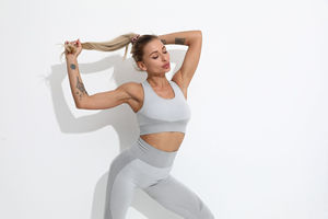 Vêtements de sport pour femmes 5 pièces entraînement Fitness exercice Yoga ensembles motif solide sans couture grande taille vêtements de Fitness pour femmes pour l'été - Product Image 2