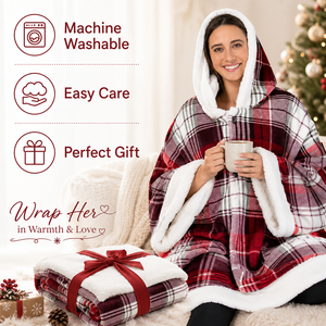 Poncho-couverture confortable pour <span class=keywords><strong>femme</strong></span>, doublé en sherpa, à <span class=keywords><strong>capuche</strong></span>, doux pour la peau, avec poches, vente en gros - Product Image 5