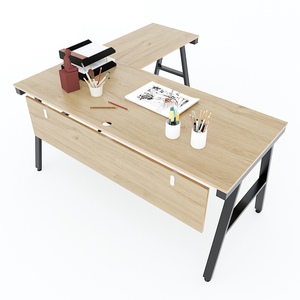 Escritorio Ejecutivo Convertible en Forma de L Aconcept HBAC044, Escritorio para Jefes con Patas de Hierro para Oficina, Escuela, Hospital, Hotel, Hecho de Madera Contrachapada y Metal - Product Image 1