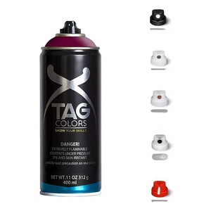 Rosso opaco 400ml ad alta copertura Graffiti vernice Spray 5 tappi di vernice artistica - Product Image 1