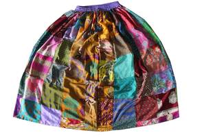 2023 New Arrival Vintage Women's <b>Long</b> <b>Silk</b> <b>Skirt</b> Assorted Patchwork Design Breathable Dress for Women - Product Image 4