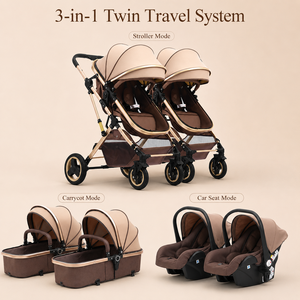 Sistema di Viaggio 3 in 1 OEM per <span class=keywords><strong>Gemelli</strong></span>, Passeggino Doppio con Navicella, Seggiolino Auto per Neonati, Passeggino Pieghevole per <span class=keywords><strong>Gemelli</strong></span>, Vendita all'Ingrosso - Product Image 3