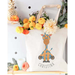 กระเป๋าผ้าแคนวาสลายยีราฟพร้อมชื่อสั่งทำ เป็นมิตรกับสิ่งแวดล้อม รีไซเคิลได้ ทนทาน ใช้ซ้ำได้ เหมาะสำหรับใช้ในชีวิตประจำวันหรือเป็นของขวัญ - Product Image 3