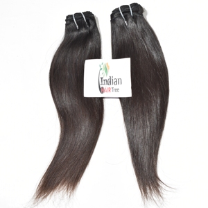 Cheveux humains indiens vierges 100 % naturels, bruts, non traités, à cuticules alignées, noirs, lisses, double trame, avec style de tissage naturel - Product Image 1