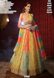 Conjunto de Lehenga Choli Semi-Cosido de Diseño Moderno para Fiestas, Tela de Organza, Dupatta de Secado Rápido para Ocasiones Elegantes, Todas las Temporadas - Product Image 3