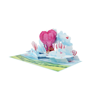 Love Hot Air <b>Balloon</b> 3D Handicraft Paper Greeting Card pink and Blue Color Popup Card for Valentine's Day - Product Image 4
