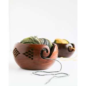 Cuencos de hilo de tejer de Acacia Real, accesorios, Decoración de mesa, cuencos de hilo de ganchillo de madera personalizables hechos a mano para almacenamiento, India - Product Image 1