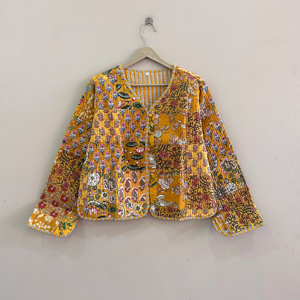 Chaqueta de Algodón Acolchada con Estampado Floral, Abrigo Reversible Estilo Bohemio - Product Image 1