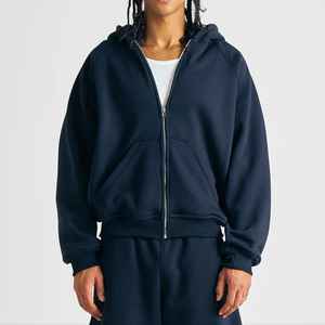 Sweat-shirt à fermeture éclair 100 % coton personnalisable pour homme, coupe oversize, épaules tombantes, coupe courte et carrée, épais, avec fermeture éclair et effet délavé à l'acide - Product Image 6