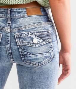 Women's Sexy Mid-Waisted Skinny <b>Elastic</b> Straight Denim <b>Jeans</b> Premium Eco-Friendly Breathable Casual Mixed Gradient Dark Wash - Product Image 4