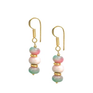 Handmade đa-thạch Anh Ngọc Đá Quý thả Bông tai với vàng Spacer hạt, Phát Hiện & mạ vàng móc dangles - Product Image 1